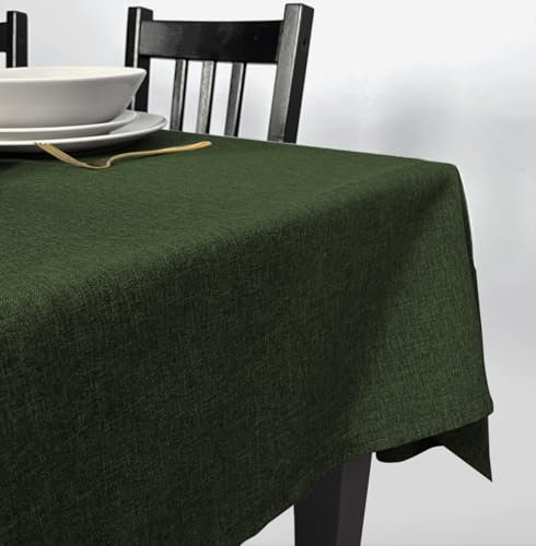 Rollmayer Hersteller abwaschbar Tischdecke Wasserabweisend/Lotuseffekt (Melange Grün 333, 40x180cm) Leinenoptik Tischtuch mit pflegeleicht Fleckschutz, Rechteckig, 4 Farbe & Größe wählbar