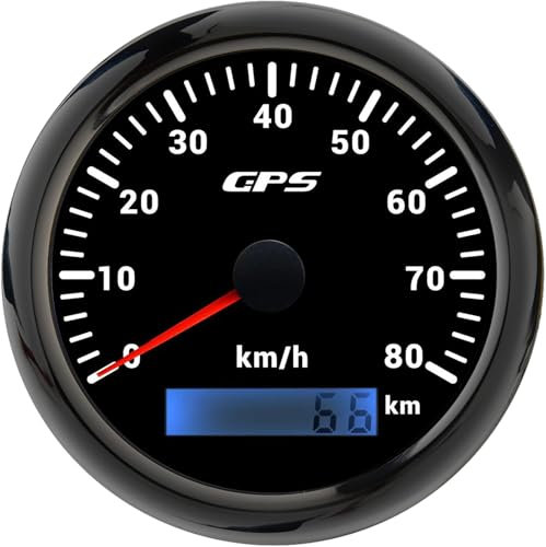 85mm Geschwindigkeitsmesser Boot GPS Tacho Kilometerzähler 0-80Km/H Wasserdichter IP67 7-Farben Tachometer Messgerät für Auto Boot Yacht 12V/24V …