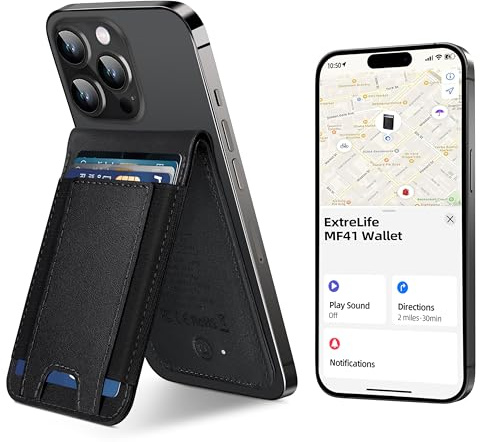ExtreLife for Magsafe Wallet, Works with Apple Find My, Magnetic Wallet for iPhone 17/16/15/14/13/12 Series, 8-Card Holder, RFID Blocking, Black