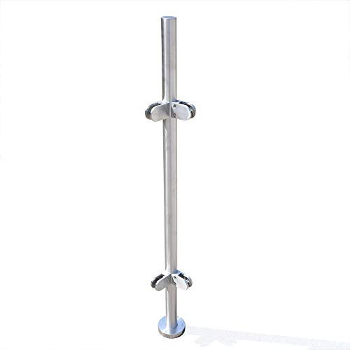Geländerpfosten Edelstahl 110 cm Eckpfeiler mit Glasklemmen Balkongeländer Glas Rohr 42 mm Balkongeländer für Veranda, Stufen, Balkon, Pool, Garten, Terrassentreppe