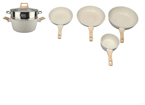 Juego de Cocina, Juego de Ollas y Sartenes, Utensilios de Cocina de Inducción de Granito Antiadherentes para Cocinar, Freír, Hervir, Guisar,