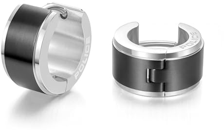 POLICE Edge Ohrringe für Herren Edelstahl 18 mm silber/schwarz