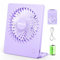 TriPole Desk Fan Battery Operated, 180° Tilt Foldable Portable Fan, 3 Speeds Adjustable USB Rechargeable Table Fan, Ultra Thin Mini Fans for Home Office Travel Outdoor Gifts for Women Men, Purple