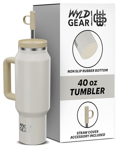 Wyld Gear - Wyld Syde Travel Tumbler 40 oz (1200 ml), Champagne | Heiß & Kalt | Isolierflasche mit bruchfestem Strohhalm | geeignet für Getränkehalter | auslaufsichere Thermosflasche | BPA-frei
