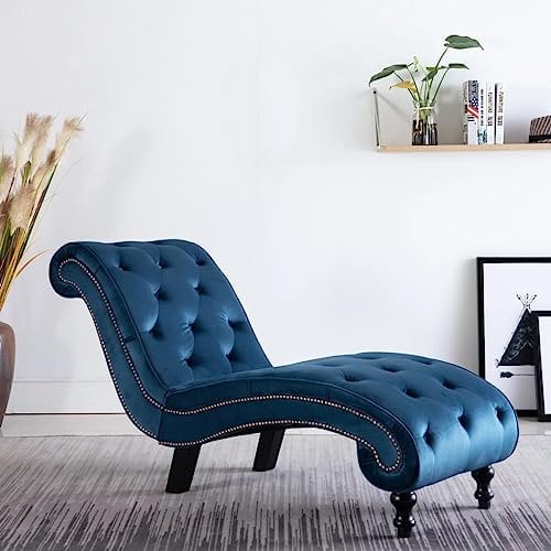 Willood Chaiselongue Relaxliege Liegestuhl Relaxsessel Loungesessel Sesselliege Liegesessel Komfortliege Recamiere Lounge Blau Samt
