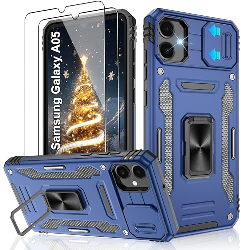 Jshru for Samsung A05 Case with Screen Protector | Camera Protective Cover | Ring Stand,ao5 Phone Case for Men and Women | Shockproof Bumper Phone Cover for Samsung Galaxy A05,Blue