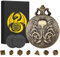 Mini DND Würfel Set, mit Steampunk Doppelaugen Oktopus Taschenuhrgehäuse, 7-teilige Polyedrische Metall D&D Würfel, DND Geschenke mit Geschenk Box, Rollenspiele-Brettspielzubehör Würfel, Bronze