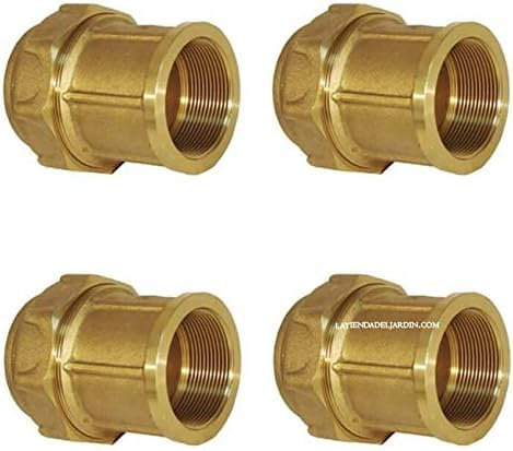 Suinga Pack 4 Raccordo Femmina in Ottone 32mm x 1'' per Tubo PE | Filettatura Femmina | Certificato Aenor | Connessione Alta Qualità, d'oro