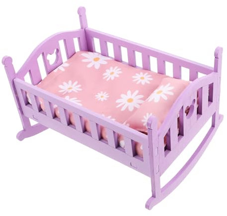 Toyvian Puppenhausbett Puppenbett Puppenhaus Zubehör Puppenhaus Wohnzimmer Holz Cartoon-Broschen Hamster Mini-Krippen-Bastelarbeiten Basteln mit Puppenkrippen hölzern