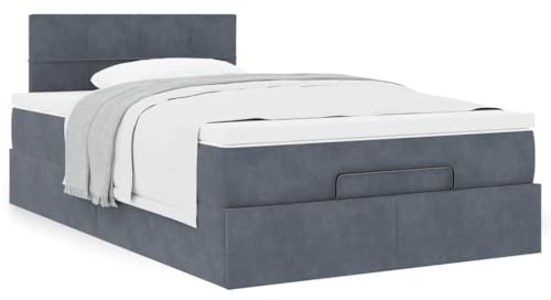 IKAYAA Boxspringbett 120x190 mit Matratze und Bettkasten Boxspringbett mit Stauraum Polsterbett 120x190 mit stauraum Bettgestell mit Lattenrost-Dunkelgrau-120 x 190 cm