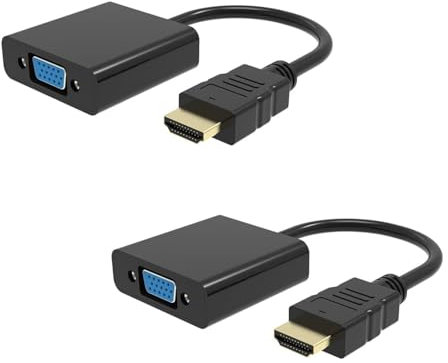 GADIRIA Adaptador HDMI a VGA 1080p - Pack de 2 Cables Convertidores HDMI Macho a VGA Hembra. Conversor para Ordenador Portátil, TV, Monitor, PC y Otros Dispositivos HD.