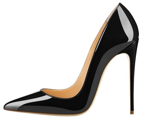 EDEFS Escarpins Femme Élégants Vernis Noir Talon Aiguille 12 cm Bout Pointu Chaussures Habillées Mariage Soirée Mode EU42