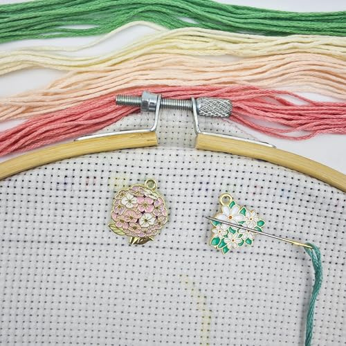 Flower Needle Minder Magnetic Needle Keeper for Cross Stitch Embroidery Sewing Needle and Pin Holders Needlepoint Accessories (Jasmine Hydrangea)