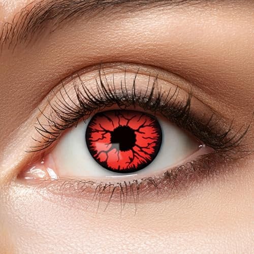 Zoelibat farbige Kontaktlinsen rot ohne Stärke, Metatron, 1 Paar Wochenlinsen, weiche Augenlinsen für Halloween, Karneval und Fasching