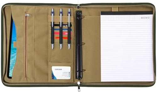 Notebook Binder with Zippers, Large OCP Binder Planner with 25 Sheets of Letter Size Paper, Notebook Cover with Detachable 3-Ring Binder, Strategic Binder Organizer for Folders