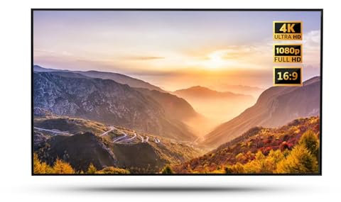 3D 4K Ultra HD Indoor Projector Screen with Aluminum Fixed Frame, 80 16:9 Wall-Mounted Movie Screen for School Home Theatre Office