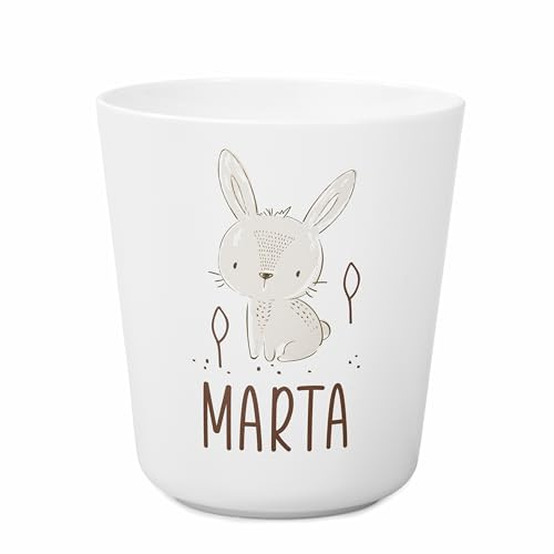 Made in Gift | Vaso personalizado para Niños | Vuelta al Cole/Guardería | Vaso Infantil con Nombre | Plástico Irrompible sin BPA | 200 ml (Conejo)