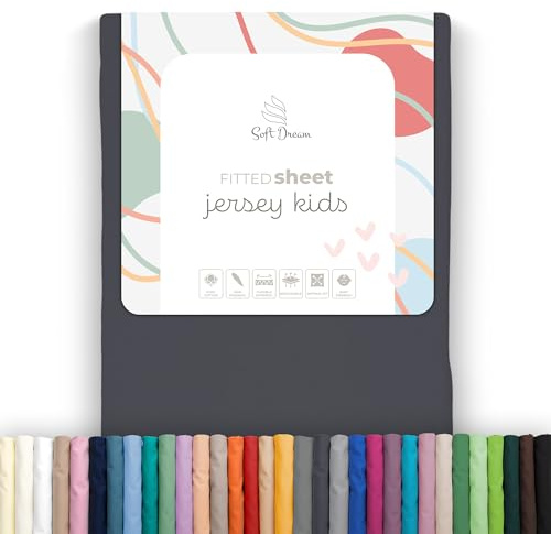 Soft Dream Spannbettlaken 90x200 cm Baumwolle Jersey | Graphit | Steghöhe 30 cm | 150 g/m² | gekämmte Baumwolle | OEKO-TEX Standard 100