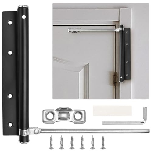 Kyuionty Ferme-porte automatique en acier inoxydable avec fermeture amortie - Fermeture de sécurité à ressort - Pour maison et hôtel - Avec vis - Noir