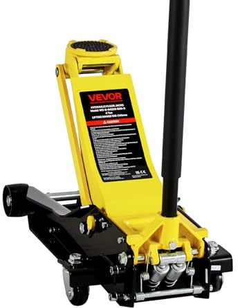 VEVOR Low Profile Floor Jack, 4 Ton (8818 lbs) Capacity, Steel Racing Floor Jack with Dual Pistons Quick Lift Pump, Hydraulic Trolley Car Lift for Sport Utility Vehicle, Lifting Range 3.9-21.5 Inches