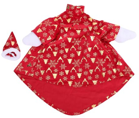 Haofy Weihnachts-Veranda-Gans-Outfit, Kostüm mit Hut für Gänse, Festliche Feiertagsdekoration für 58,4 cm Zement-Gartengans, Leuchtende Farben, Heißpräge-Design, Outdoor-Dekoration, Stoff