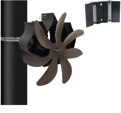 Kaminventilator Magnetisch, Ventilator Kamin Ofen Ventilator Kaminlüfter mit 6 Blätter, Leiser Kaminventilator Ohne Strom, Kaminlüfter für Holz, Brennholz, Ersatzteil(Bronzefarben)