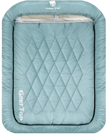 GEERTOP Double Sleeping Bag for Adults with Blanket - Warm Cold Weather Queen Size Two Person Sleeping Bag for Camping Backpacking Hiking Outdoor Survival