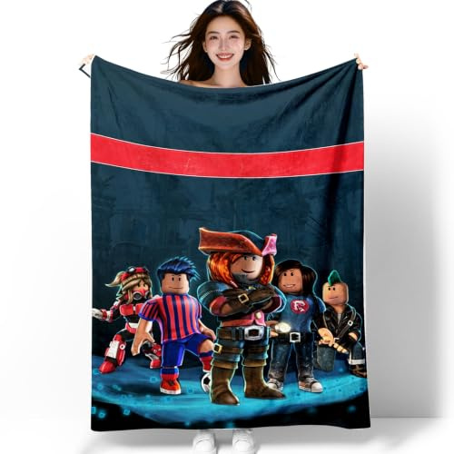 NlsqAMZ Roblx Decke, Roblx Kuscheldecke, Cartoon Decke, Anime Kuscheldecke, 130×150cm Anime Flanelldecke, Cartoon Blanket Geschenk, Weiche Kuscheldecken für Sofa, Schlafzimmer, Reisen