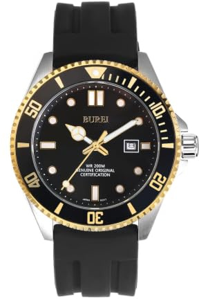 BUREI Ultradünne Herrenuhr – Minimalistisches Analog-Design, wasserdichtes Quarzwerk, Geschenk für Männer (Weiß/blau)