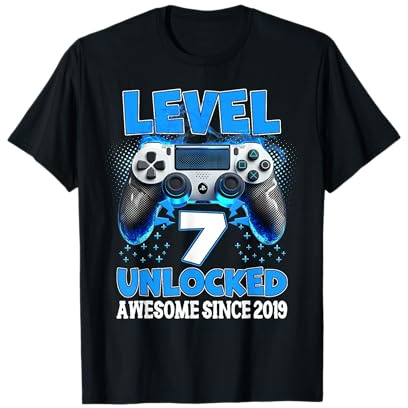 Level 7 Unlocked Video Game 7th Birthday 7 Yr Old Boys T-Shirt