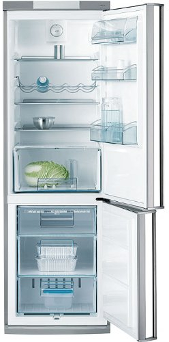 AEG -Electrolux SANTO 71368 KG - Frigorifero in acciaio INOX, 185 x 59,5, capacità: 337 l, lati argentati, raffreddamento dinamico a circolazione d'aria, design 3D, 214 kWh/anno