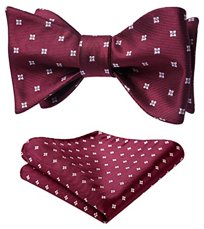 HISDERN Herren Floral Selbst Fliege Taschentuch Party Hochzeit Fliegen & Einstecktuch Set One Size Rot