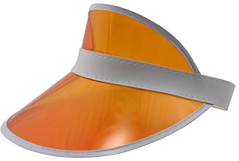 Freak Scene Retro Schildkappe - Sun Visor Cap - 80s Poker Visier Mütze - Farbe: orange-weiß