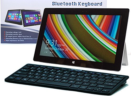 Navitech Black Slim Wireless Windows Bluetooth Keyboard Compatible With The Microsoft Surface 3 10.8 inch Tablet