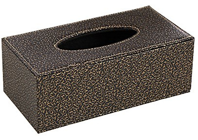LLRY Taschentuchbox, aus PU-Leder, rechteckig, für Haushalt, Büro, Papierbox, Serviettenhalter, Auto-Dekoration Golden Pattern