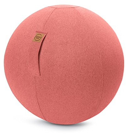 Sitting Ball Felt Sitzball mit Filzimitat, Gymnastikball mit Stoffbezug, Fitnessball mit Filzhülle, Yogaball, ca. 65 ⌀, bei 30° waschbar, lachs