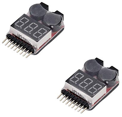 DollaTek 2PCS RC Lipo Battery Monitor Alarm Tester Checker Low Voltage Buzzer Alarm with LED Indicator for 1-8 S Lipo LiFe LiMn Li-ion Battery