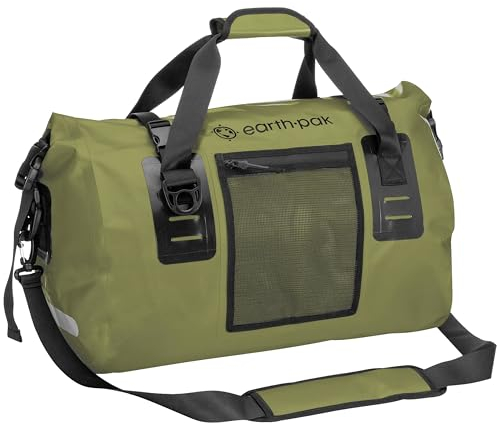Earth Pak Waterproof Duffel Bag - Perfect for Any Kind of Travel, Lightweight, Large Storage Space, Durable Straps and Handles, Heavy Duty Material to Keep Your Gear Safe, Green, 70L
