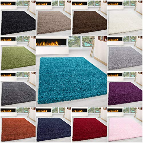 Exquisiter Hochflor-Teppich - Weich, Flauschig und Pflegeleicht, Rundes Design für EIN Gemütliches Wohnzimmer Ambiente, Premium Shaggy Flokati Teppich, Größe:80 x 150 cm, Farbe:Türkis