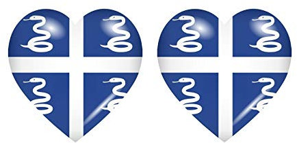 Akachafactory 2X Autocollant Sticker Drapeau Coeur MQ Martinique