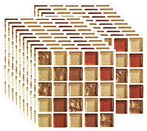 FBBULES 20PCS Adesivi per Piastrelle Cucina e Bagno, PVC Autoadesiva Mosaico Sticker Piastrelle Adesive, Impermeabile Mosaico Adesivi Parete per Piastrelle, Giallo (10x10cm/4x4pollici)
