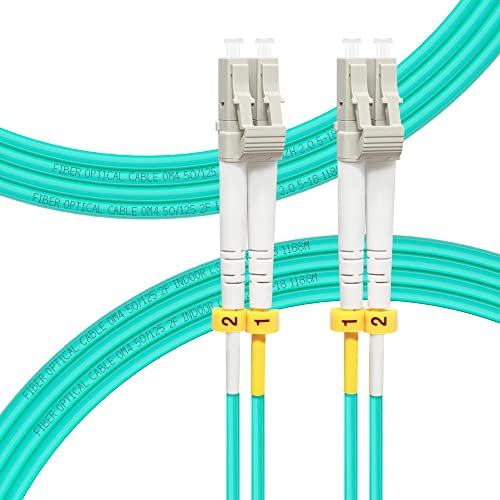 FLYPROFiber 3m/10ft OM4 LC to LC Fiber Patch Cable | Length Options: 0.5m-100m, 40GB/100GB Duplex, 50/125um Multimode Fiber Optic Cable Cord LSZH 3Meter(10ft)