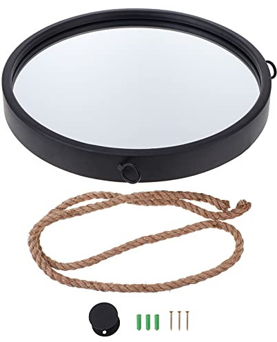 Espejo Redondo para Colgar con Forma de círculo, Espejo geométrico con Cuerda de para baño, Dormitorio, Sala de Estar, Cuarto de guardería, apartamento 30 x 30 cm