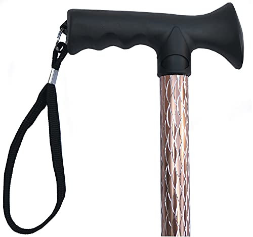 Essential Products Luxuriöser Damen-Gehstock mit Gravur, geätzt, verstellbar, mit weichem Gelgriff, ergonomischer Griff für Frauen – 25,5 – 35,5 (graviert in Roségold)
