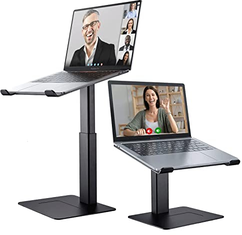 DEEDRR Laptop-Ständer für Schreibtisch, ergonomisches Sitzen und Stehen, Laptop-Erhöhung für 11-17 Zoll Notebook, DJ-Laptop-Ständer, höhenverstellbar von 7-15 Zoll, Aluminium (schwarz)