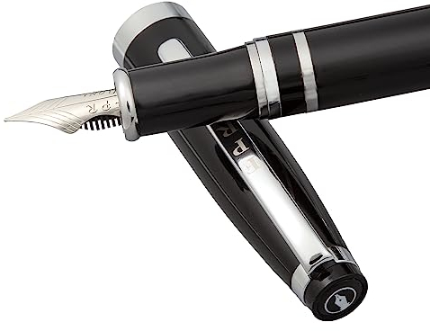 Fountain Pen Revolution FPR Ambassador Black Fountain Pen w/Ultra Flex Nib - Luxury Pen Set Includes Bottle Filling Converter & 2 Long Cartridges