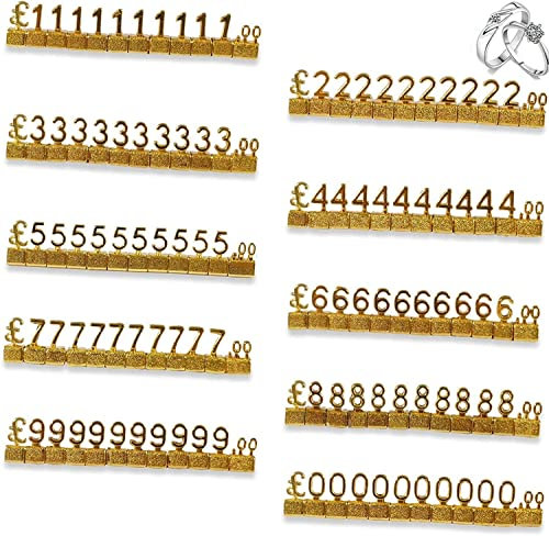 TOP-VIGOR Digitales Preisschild aus Metall, 3D-arabisches Preisschild, verstellbar, GBP-Preiswürfel-Set, Zähler, Preis für Schmuck-Display-Artikel, 10 Stück