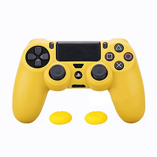 Soft Silicone Protective Case Cover for PS4 Case Controller Grip Covers for Dualshock 4 for Playstation 4 Gamepad Caps Game Controller Cases(Yellow)