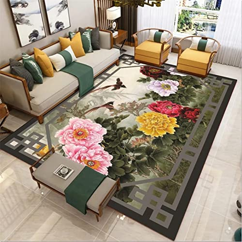 Bettvorleger Schlafzimmer Fleckerlteppich Rosa, Moderner Chinesischer Balkon, Korridor, Terrasse, rutschfest, Maschinenwaschbar Teppich Flur 50X80cm