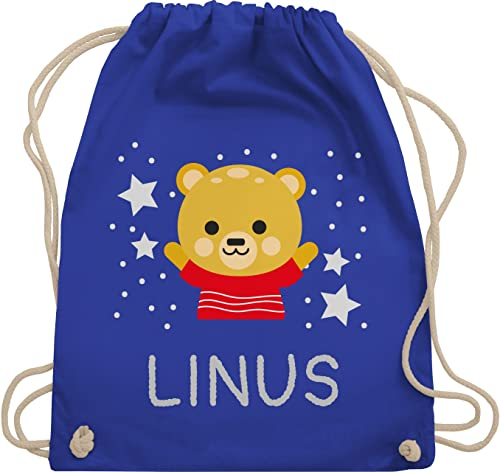 Turnbeutel Rucksack - Bären - Bär und Dein Name - Unisize - Royalblau - personalisierte tasche kinder kindergarten wechselbeutel bear namens beutel jungen kindergartenrucksack bärenmotiv